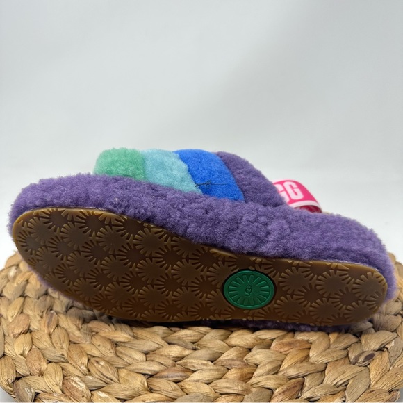 Ugg Womens Yeah Slides Purple Green Fluff Slingback Sandals Slippers Size 7 - Picture 3 of 8